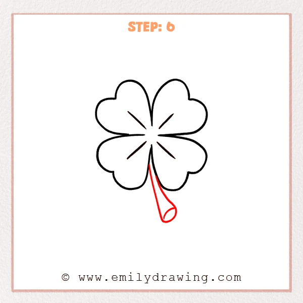 how to draw a four leaf clover - Step 6